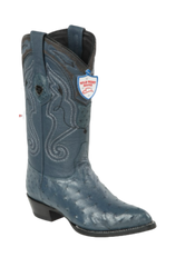 Wild West Botas de Avestruz Horma Puntal Blue Jeans