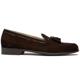 Zelli Franco Classic Tassel Loafers in Nicotine Suede Goatskin