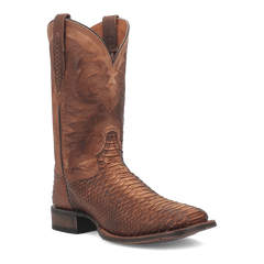 Dan Post Men's KA Python Print Leather Square Toe Boots - Brown