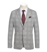 Half Canvas Slim Fit Blazer in Plaid Gray