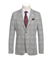 Half Canvas Slim Fit Blazer in Plaid Gray