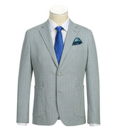 Half Canvas Slim Fit Blazer in Sage Blue Check