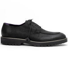 Zelli Campo Sueded Goatskin Lace-up Blucher Shoes in Black