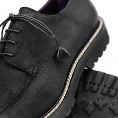 Zelli Campo Sueded Goatskin Lace-up Blucher Shoes in Black