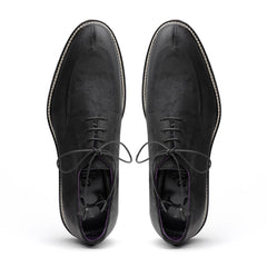 Zelli Campo Sueded Goatskin Lace-up Blucher Shoes in Black