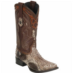 Brown snakeskin western boots