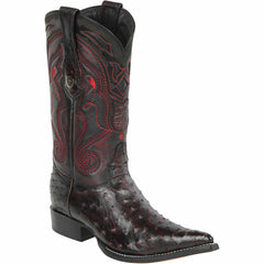 Black cherry ostrich pointy Mexican boot