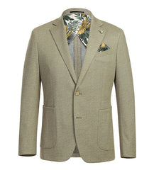 Half Canvas Slim Fit Blazer in Khaki