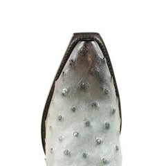 Men's King Exotic Snip Toe Full Quill Ostrich Boots Handmade Burnished Gray (494RD0338)