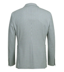 Half Canvas Slim Fit Blazer in Sage Blue Check