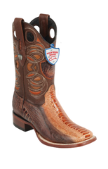 Wild West Botas de Pata de Avestruz Horma Square Toe Miel