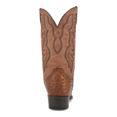 Dan Post Men's Tempe Full Quill Ostrich Round Toe Boots - Saddlebrown