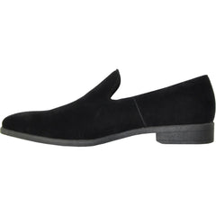 Bravo Mens Vegan Suede Wedding & Prom Slip On Loafer Dress Shoe in Black