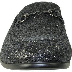 Bravo Mens Modern Glitter Sequin Prom Tuxedo Loafer in Black - Men's Dress Shoes
