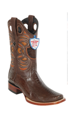 Wild West Botas de Pata de Avestruz Horma Square Toe Brown
