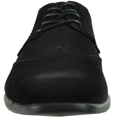Bravo Mens Vegan Suede Wedding & Prom Wingtip Lace Up Dress Shoe in Black