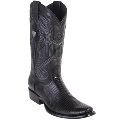 Black lizard cowboy boot