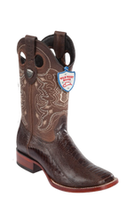 Wild West Botas de Pata de Avestruz Horma Square Toe Brown