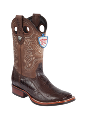 Wild West Botas de Pata de Avestruz Horma Square Toe Brown