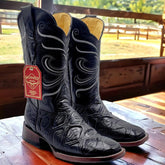 Mens Black Pirarucu Print Boots by Quincy Boots