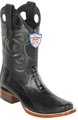 Wild West Botas de Pata de Avestruz Horma Square Toe Black