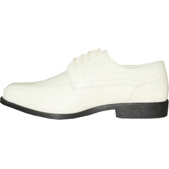 Bravo Mens Formal Wedding & Prom Double Runner Shiny Patent Dress Shoe in Ivory