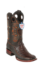 Wild West Botas de Avestruz Horma Dubai Toe Faded Brown