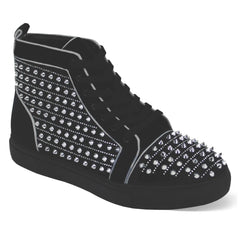 After Midnight Junior Studded High Top Sneakers in Black / Silver #color_ Black / Silver