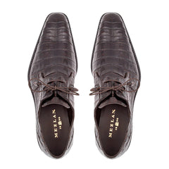 Men's Crocodile Lace Up Anderson Dark Brown By Mezlan Made In Spain Brand