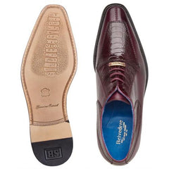 Belvedere Biagio Antique Burgundy Genuine Ostrich Leg Soft Calf Shoes