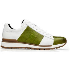 Belvedere Blake Lime Green / White Genuine Ostrich Leg Soft Calf Casual Sneakers