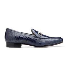 Mens Belvedere Gerald Alligator Dress Loafer Shoe in Navy