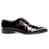 Mens Belvedere Mare Eel & Ostrich Cap Toe Dress Shoe in Black