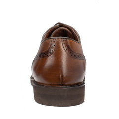 Mens Belvedere Grant Calf Skin & Crocodile Split Toe Dress Shoe in Almond Tan & Brown