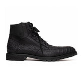 Marco Di Milano Leoni Oil Black Caiman Crocodile Lace-Up Boots