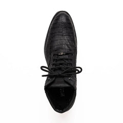 Marco Di Milano Leoni Oil Black Caiman Crocodile Lace-Up Boots