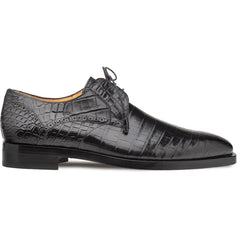 Men's Genuine Alligator Black Derby Lace-Up Shoes By Mezlan Made In Spain Brand