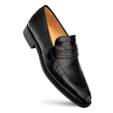 Men's Black Piccolo Genuine American Alligator Penny Loafer By Mezlan Made In Spain Brand