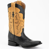 Ferinni Boot - Mens Dress Cowboy Boot - Ferrini Men's Nash Ostrich Leg Boots Handcrafted - Black in Black Color