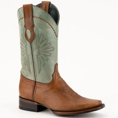 Ferinni Boot - Mens Dress Cowboy Boot - Ferrini Men's Santa Fe Leather Boots Handcrafted - Brandy