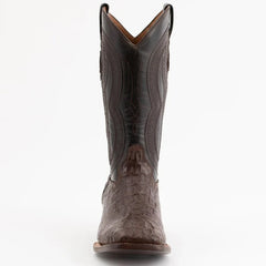 Ferinni Boot - Mens Dress Cowboy Boot - Ferrini Men's Dakota Hornback Caiman Boots - Square Toe Handcrafted Brown