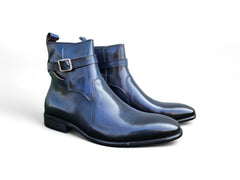 Buckle Leather Strap Boots Carrucci