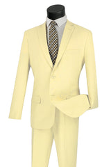 Mens Basic 2 Button Classic Fit Poplin Suit in Ivory