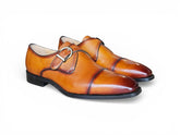 Carrucci Cap Toe Monk Strap Shoes - Luxury Leather