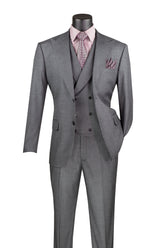 Charcoal Modern Fit 3-Piece Suit with Lapel Vest & Adjustable Pants