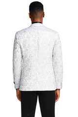 Men’s Silver Grey Tonal Paisley Tuxedo Jacket – Slim Fit Wedding & Prom Blazer