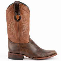 Ferinni Boot - Mens Dress Cowboy Boot - Ferrini Men's Santa Fe Leather Boots Handcrafted - Chocolate in Chocolate