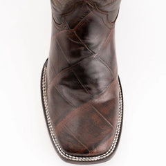 J Toe Cowboy Boots - J Toe Western Boots - Ferinni Boot - Mens Dress Cowboy Boot - Ferrini Jesse Men's Print Alligator Boots Handcrafted Chocolate in Chocolate Color