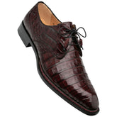 Men's Cratos Genuine Crocodile Burgundy Derby Shoes By Mezlan Made In Spain Brand
