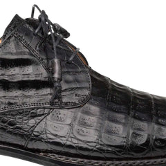 Men's Cratos Genuine Crocodile Black Derby Shoes By Mezlan Made In Spain Brand